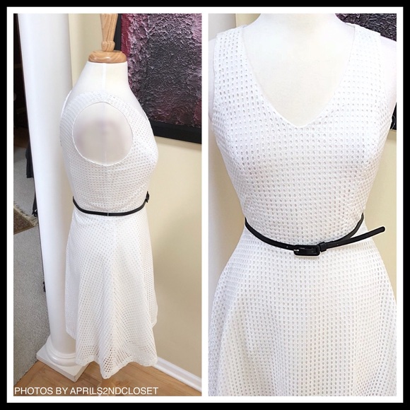 WHITE FLOWY A-LINE SLEEVELESS RETRO TANK SUMMER SUN DRESS A2C - Picture 5 of 8